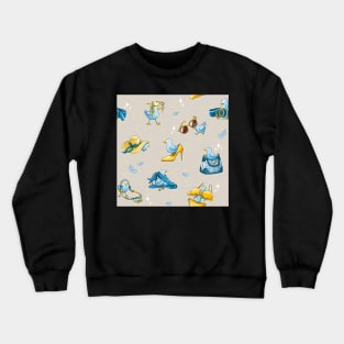 Fashion Bird Pattern - Blue & Gold Crewneck Sweatshirt